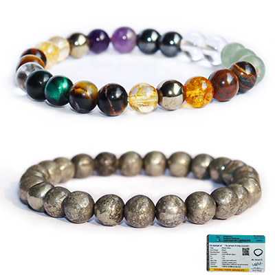 JUFU Original Money Magnet Rich Combo Pyrite Bracelet & Dhan Yog bracelet with Original Certificate